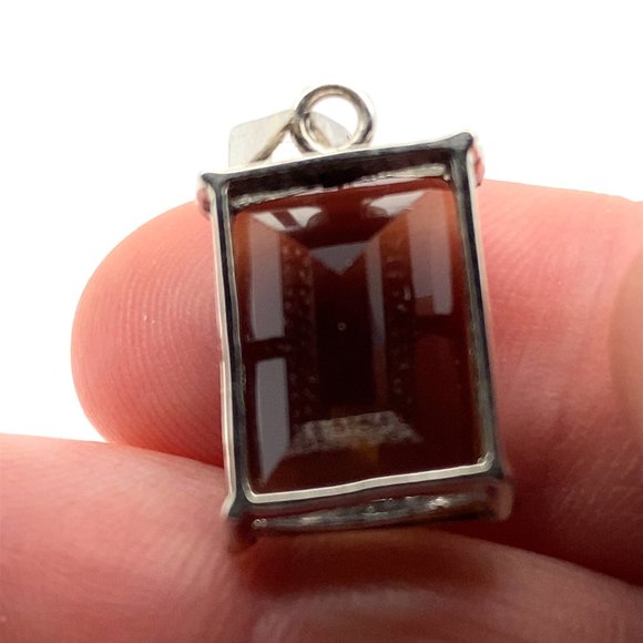 Smoky Quartz 12.17ct Rhodium Finish Solid 925 Sterling Silver Pendant - Picture 3 of 7